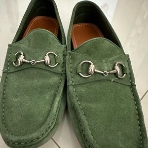 Green suede Gucci Loafers (size 8)